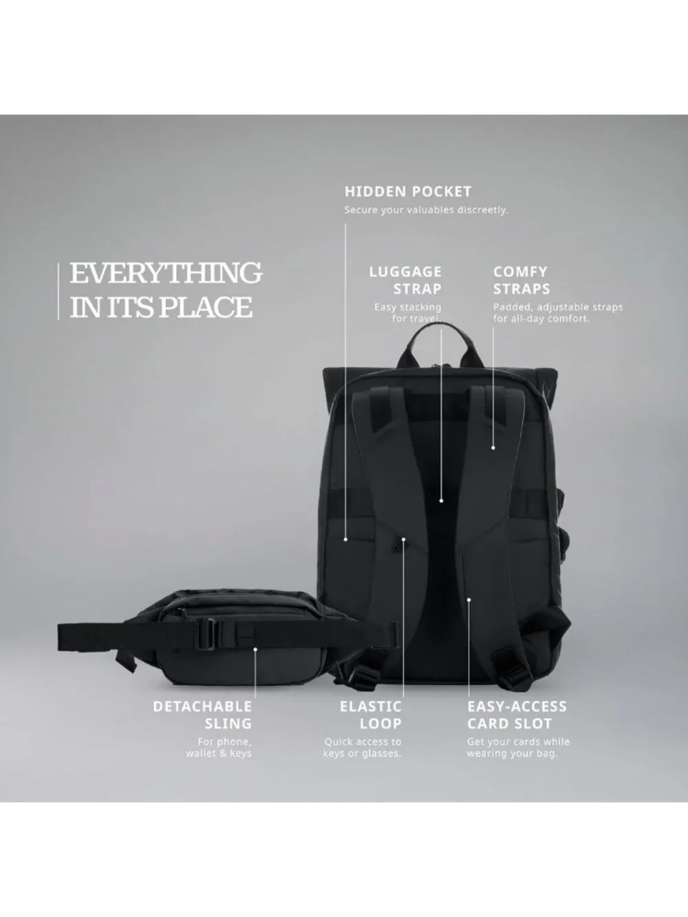 Expandable Water-Resistant 2-in-1 Laptop Backpack & Sling Bag for Travel